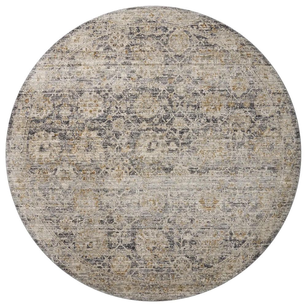 Loloi Katherine 5"3" Round Charcoal and Gold Area Rug, , large