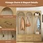 GigaCloud Wooden Hall Tree with Arched Design and Drawers in Natural and Oak, , large