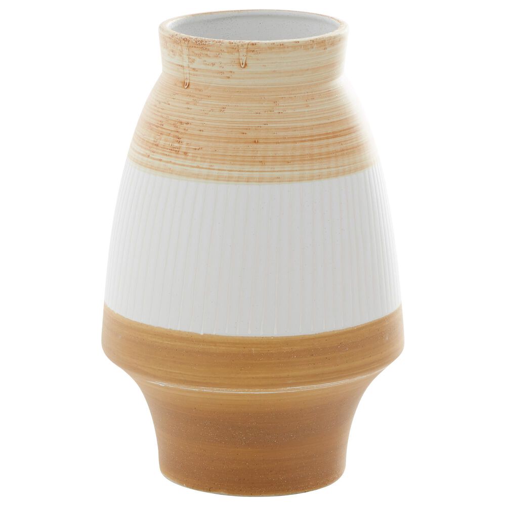 Maple and Jade 9" x 13" Coastal Ceramic Vase in Tan, , large