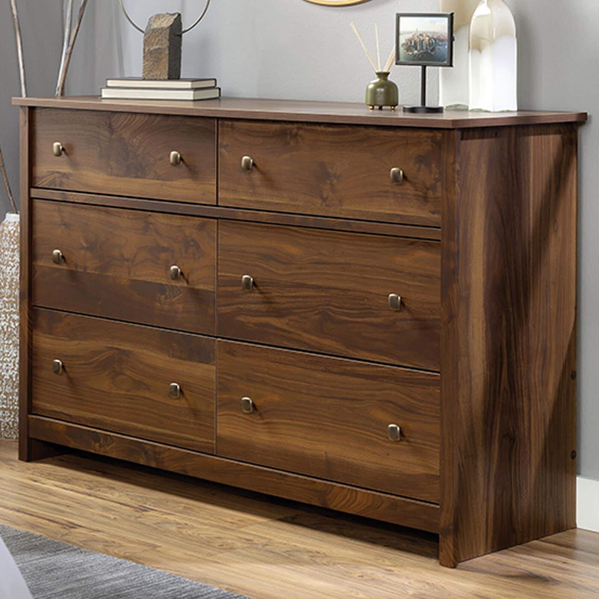 Sauder River Ranch 6 Drawer Dresser in Grand Walnut NFM