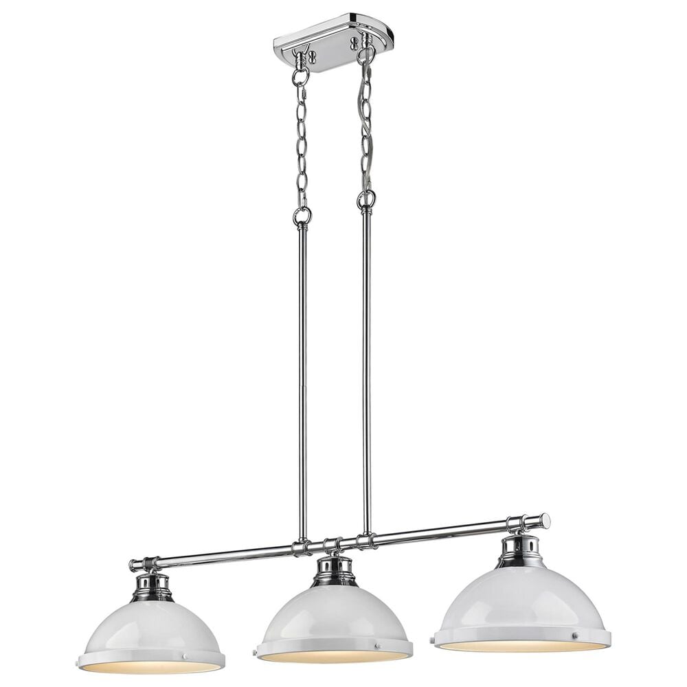 Golden Lighting Duncan 3-Light Pendant with White Shade in Chrome, , large