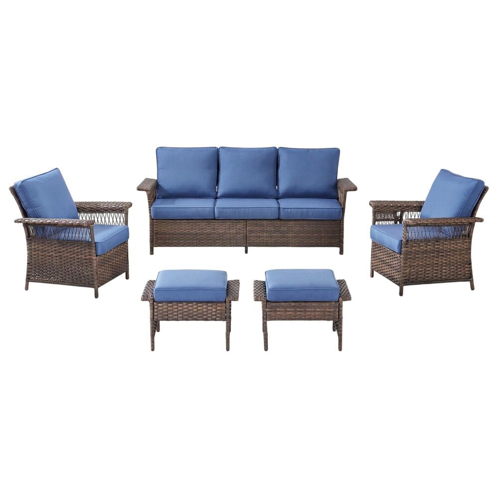 Sunwell Garden 5-Piece Patio Conversation Set with Stationary Chairs in Navy, , large