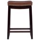 Linon Home Decor Claridge Counter Stool with Cognac Cushion in Dark Brown, , large
