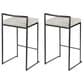 LumiSource Fuji 26" Stacker Counter Stool with Light Grey Cowboy Upholstery in Black (Set of 2), , large