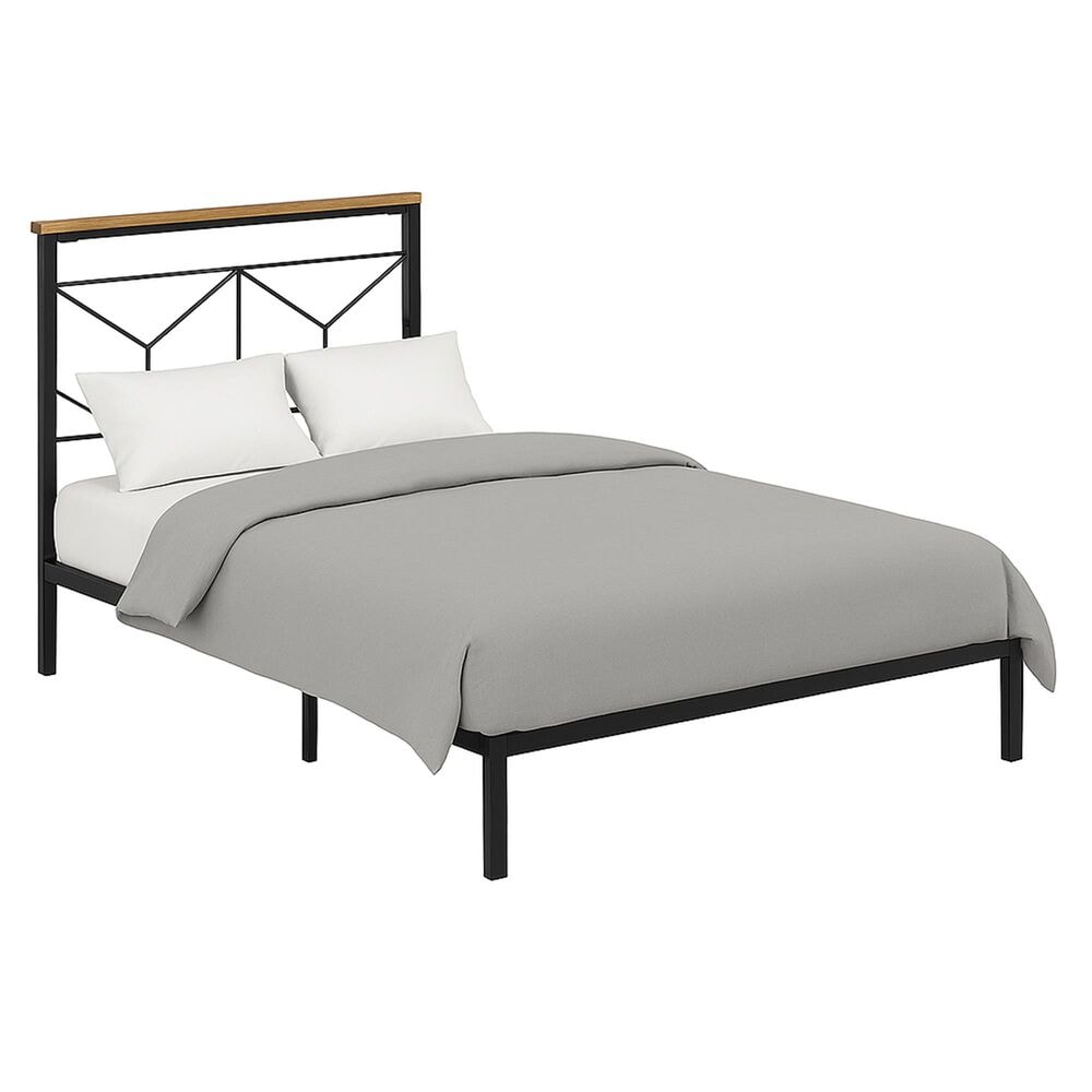 HOMLUX Twin Floating Bed Frame with LED Headboard and Charging Station in Black, , large