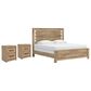 Ashley Brozmont King Panel Bed with Two Nightstands in Natural Brown, , large