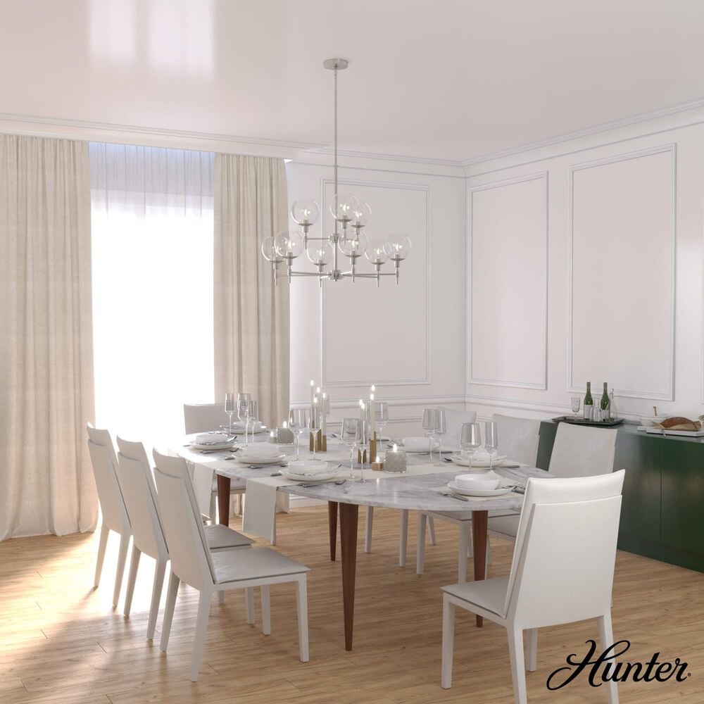 Hunter Xidane 9-Light Chandelier in Brushed Nickel, , large