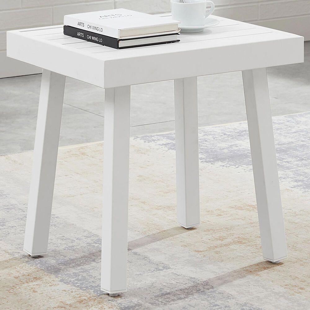Linon Home Decor Holland Aluminum Side Table in White, , large