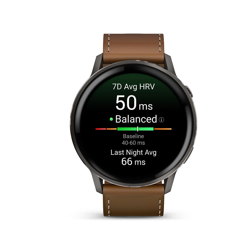 Garmin Venu 4  45 mm Slate with Black Silicone Band and Brown Leather Band, , large