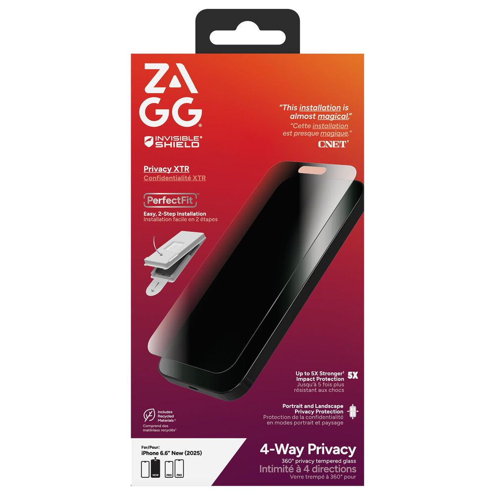Zagg InvisibleShield XTR Privacy Glass Screen Protector for Apple iPhone Air in Clear, , large