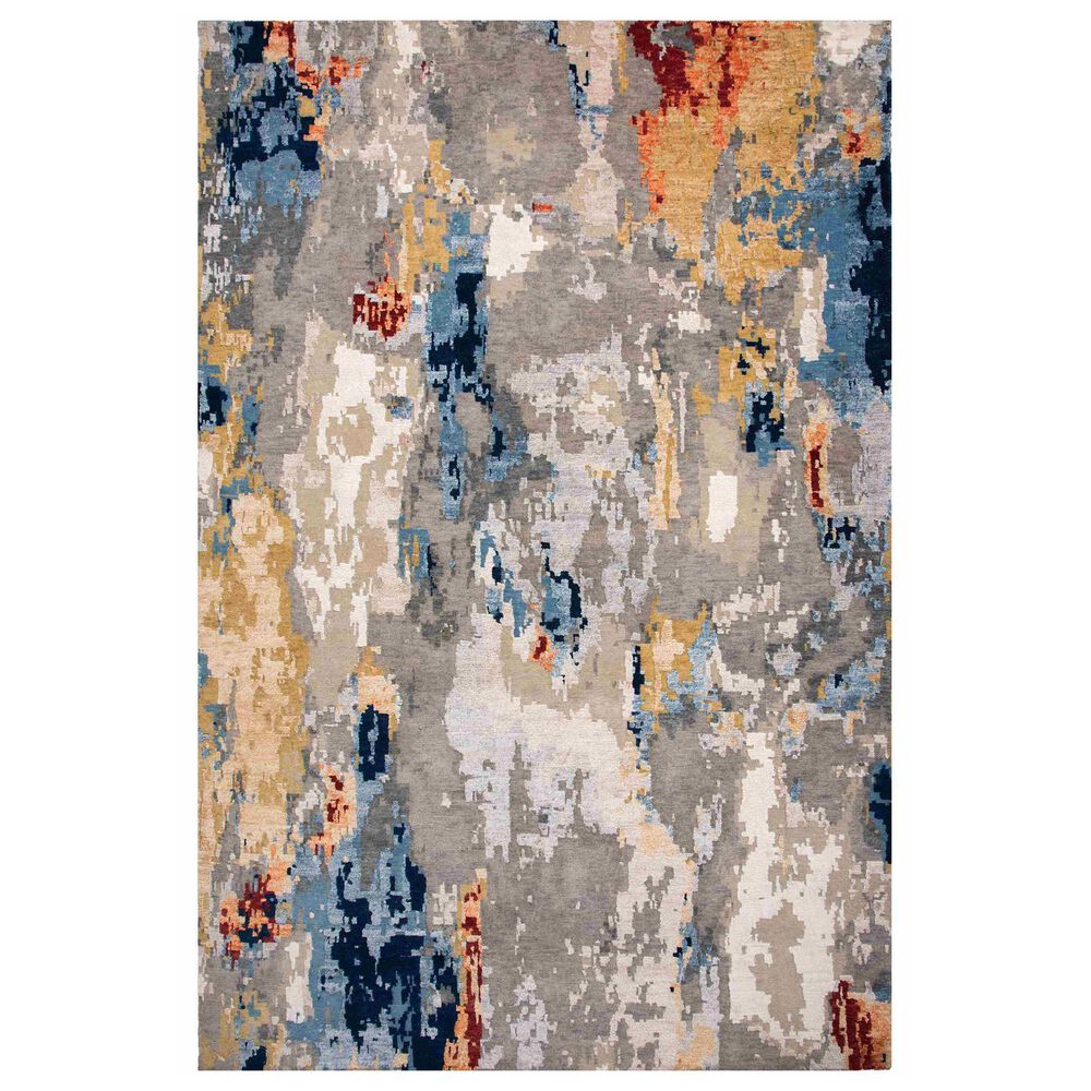 Rizzy Evolution 9" x 12" Gray and Burgundy Area Rug, , large