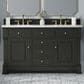 James Martin Vanities Brookfield 60" Double Bathroom Vanity in Black Onyx with 3 cm Arctic Fall Solid Surface Top and Rectangular Sinks, , large