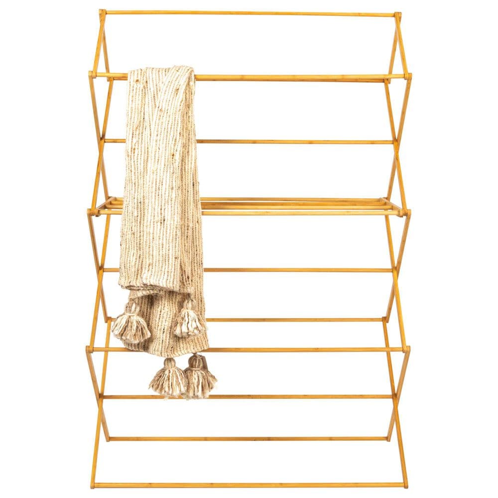 Household Essentials Oversized Clothes Drying Folding Rack with 11 Dowels in Natural, , large
