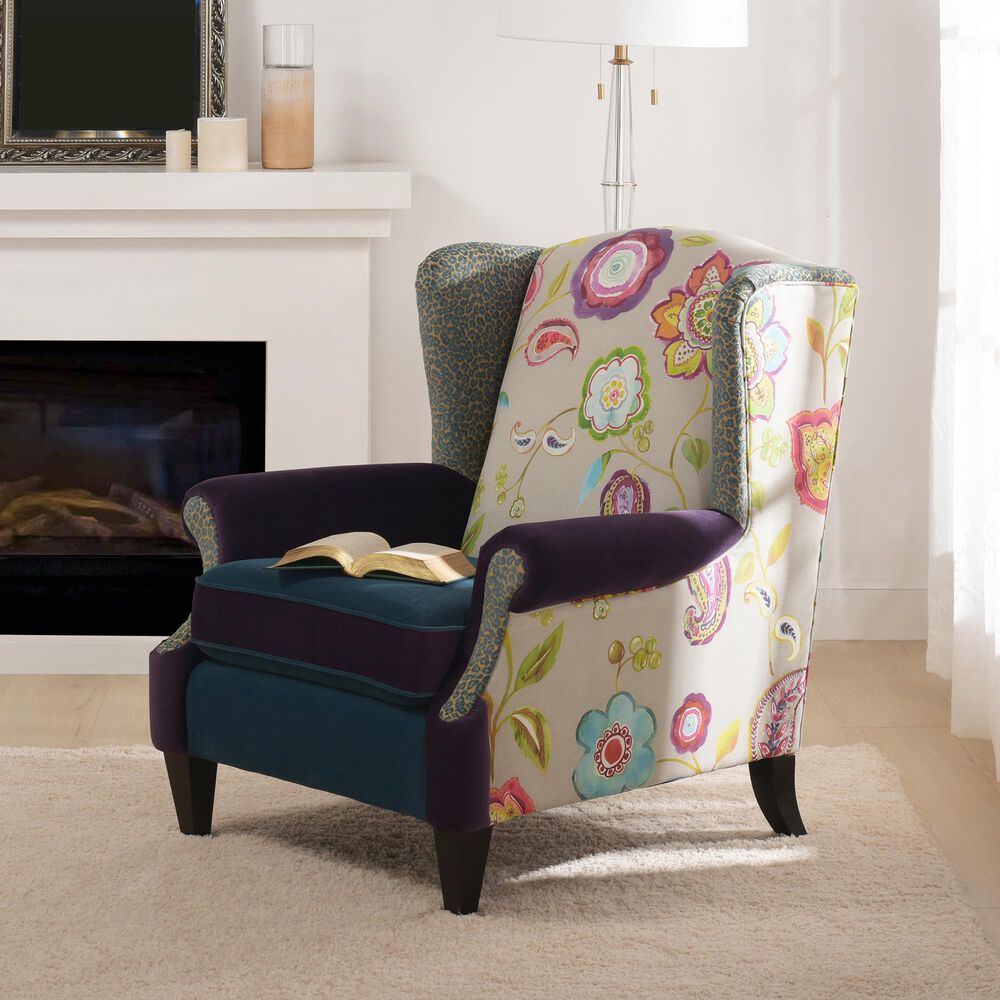Jennifer Taylor Home Anya Arm Chair in Navy Blue, Purple, Red, Taupe and Green, , large