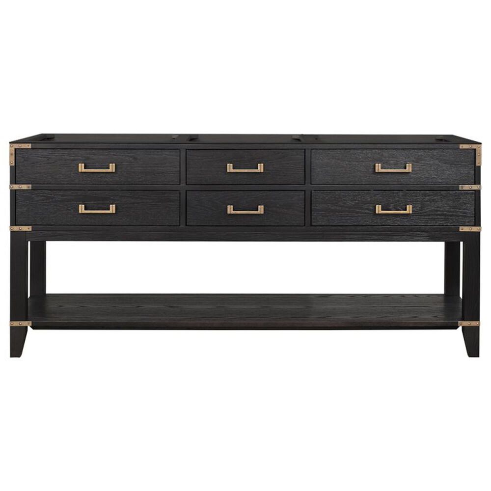Lexora Home Norwalk 72&quot; Double Bathroom Vanity in Black Oak with White Carrara Marble Top and Rectangular Sinks, , large