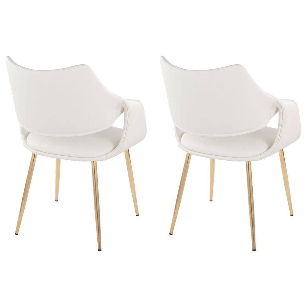 Lumisource Curvo Arm Chair with White Upholstered in Gold &#40;Set of 2&#41;, , large