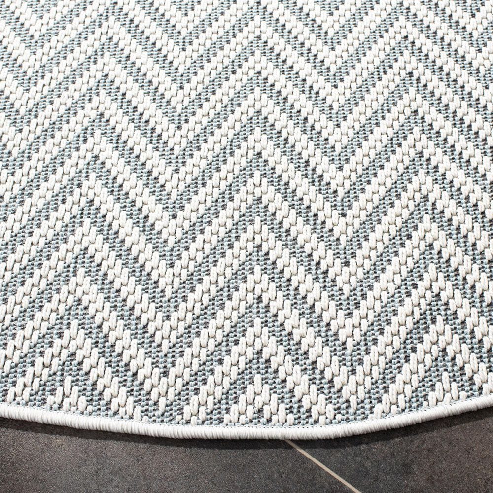 Safavieh Bermuda Chevron 6&#39;7&quot; Round Light Blue and Cream Indoor/Outdoor Area Performance Rug, , large