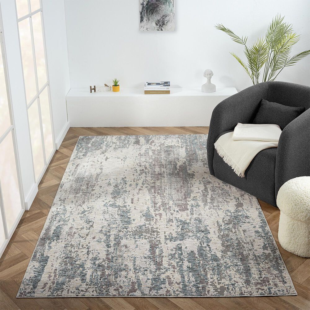 37B Allure Abstract Gray and Blue 7&#39;9&quot; x 9&#39;9&quot; Area Rug, , large