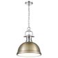 Golden Lighting Duncan 1-Light Pendant with Chain and Aged Brass Shade in Chrome, , large