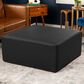 Jaxx Fairlie Faux Leather Ottoman in Black, , large