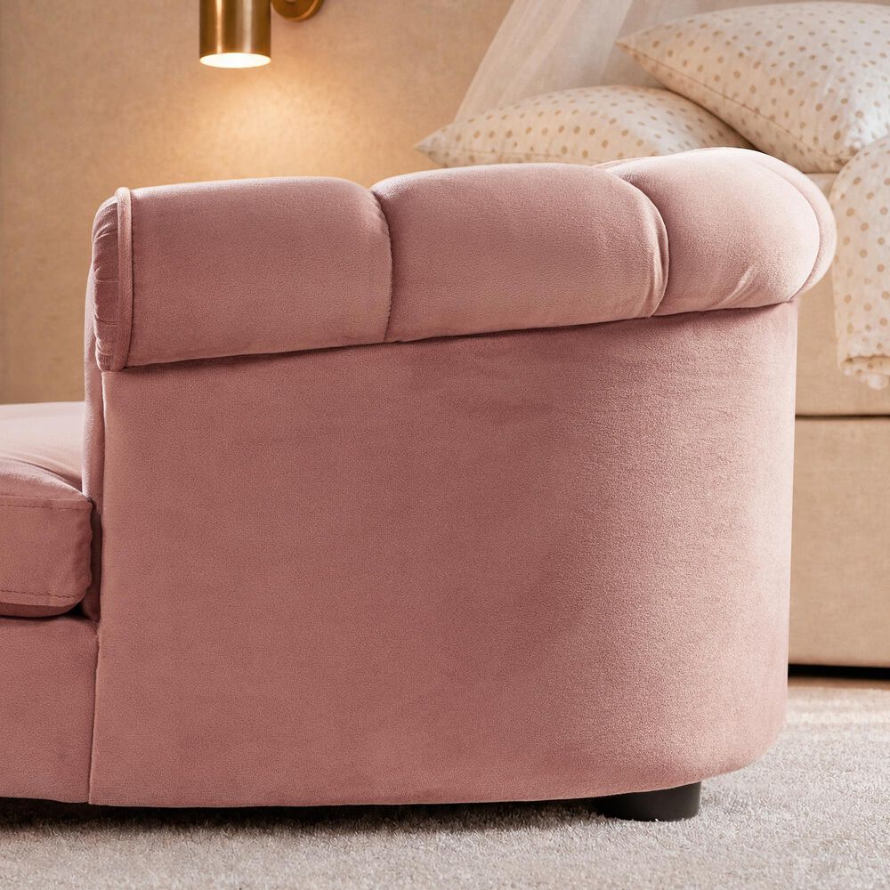 Jennifer Taylor Home Halle 35.5" Rolled-Arm Dog Bed with Channel-Tufted Back in Ash Rose Pink, , large