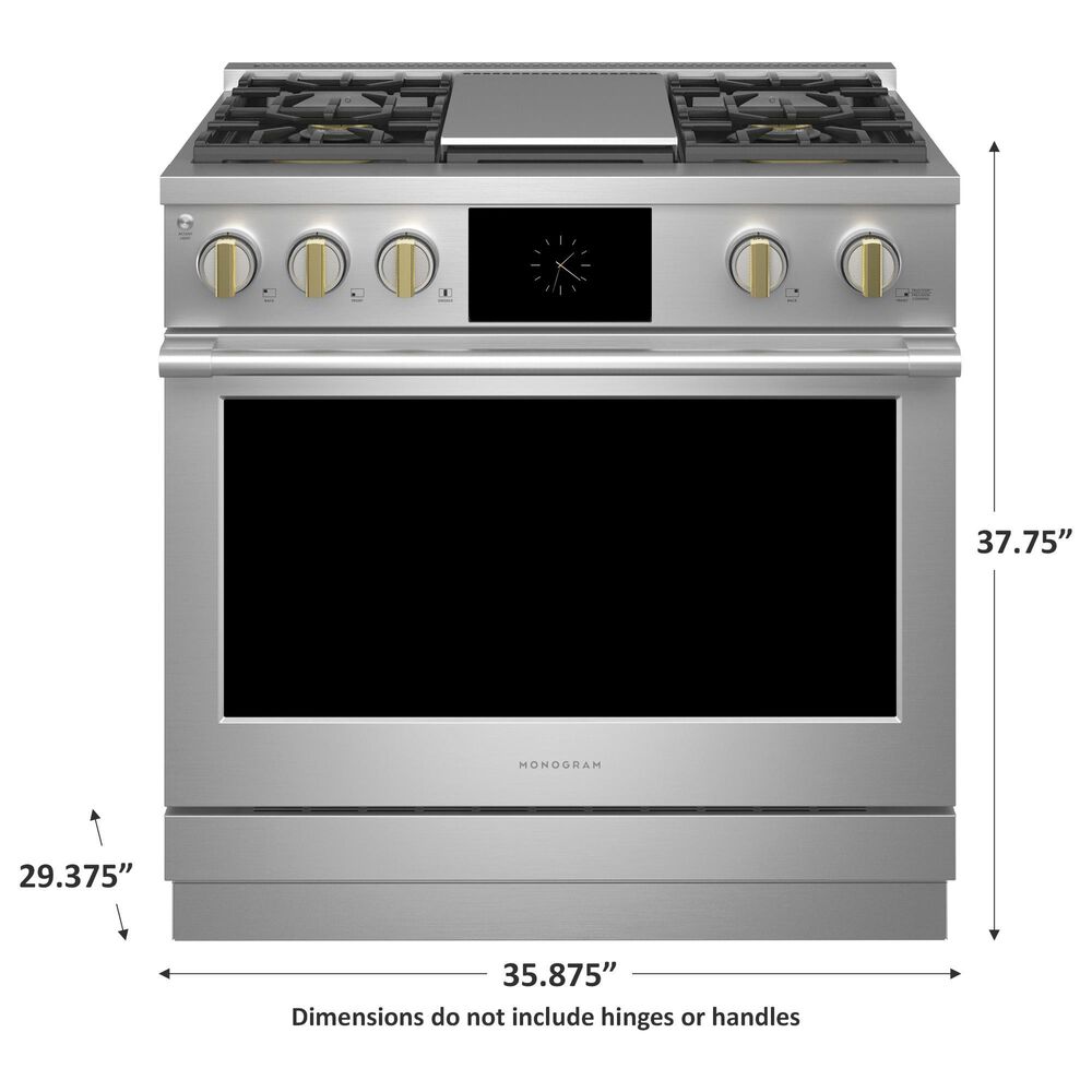 Monogram 36&quot; Dual-Fuel Professional Range with 4 Burners and Griddle in Stainless Steel, , large