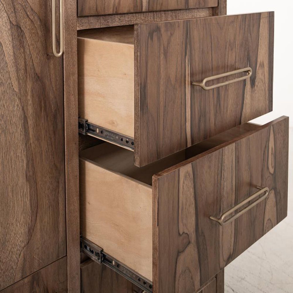 Fallridge Balam 5-Drawer Gentleman Chest in Stained Brown, , large