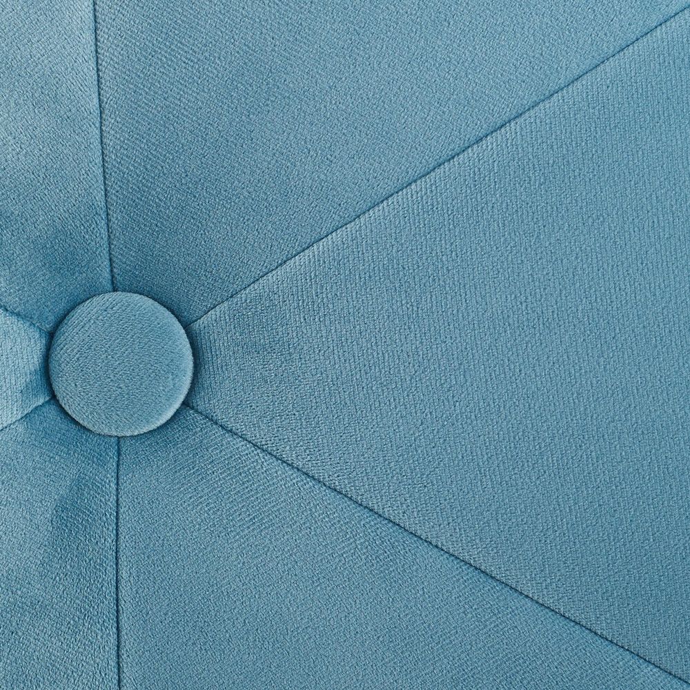 Linon Home Decor Seraphina Vanity Stool with Blue Cushion in Gold, , large