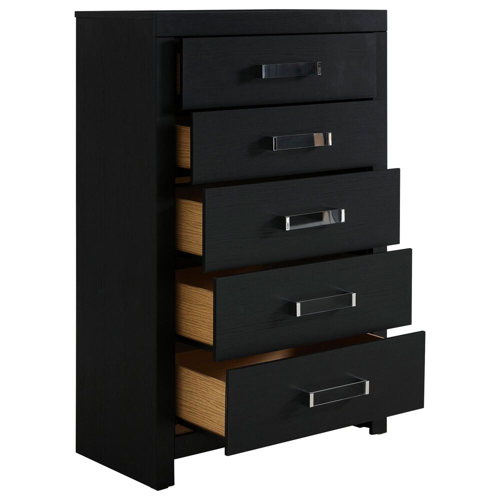 Ashley Maeling 5 Piece King Panel Bedroom Set in Matte Black, , large
