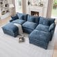 HOMLUX 107.87" Ultra-Comfort Chenille Sectional Sofa Set in Blue, , large