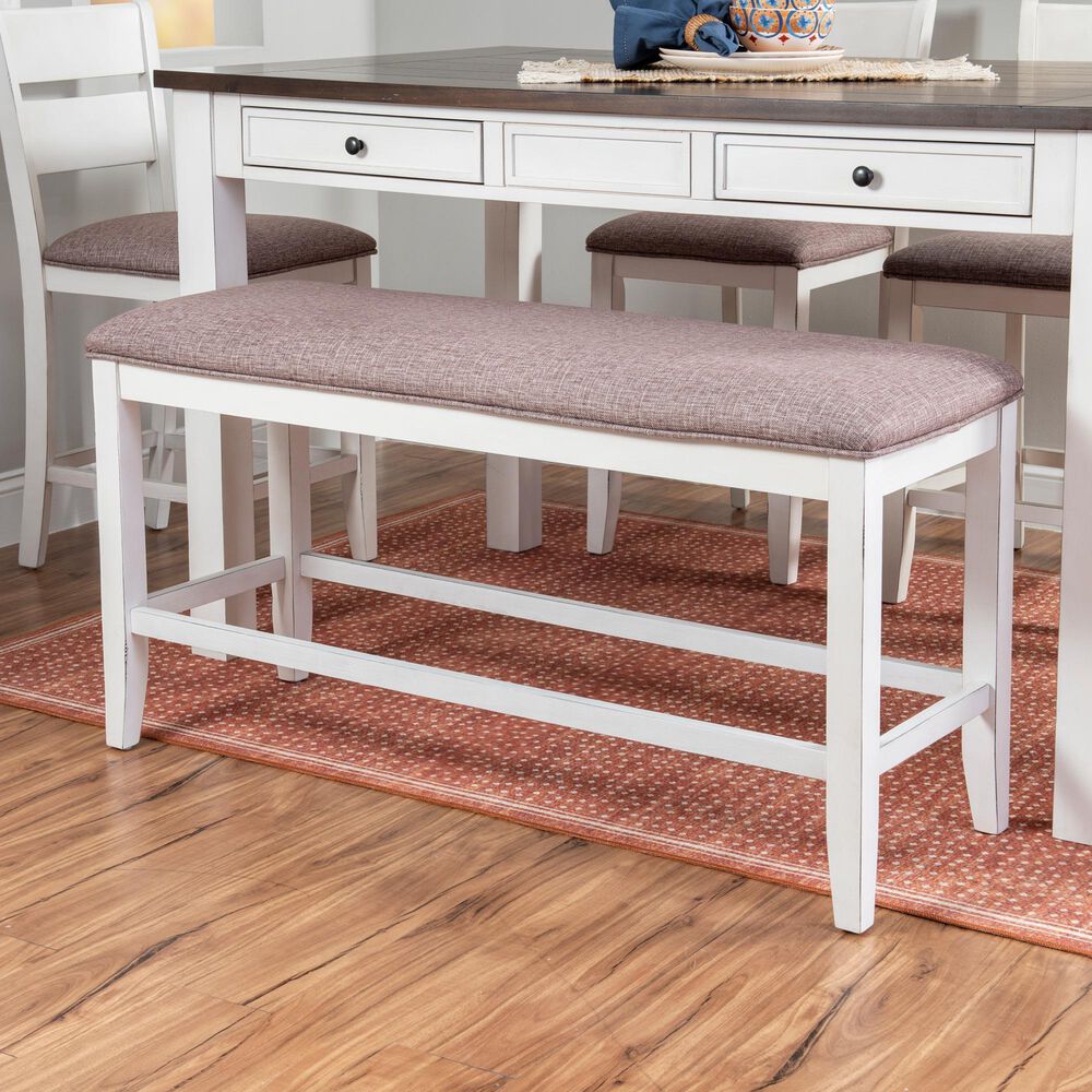 Linon Home Decor Meretta 6-Piece Counter Height Dining Set in Antique White and Natural, , large