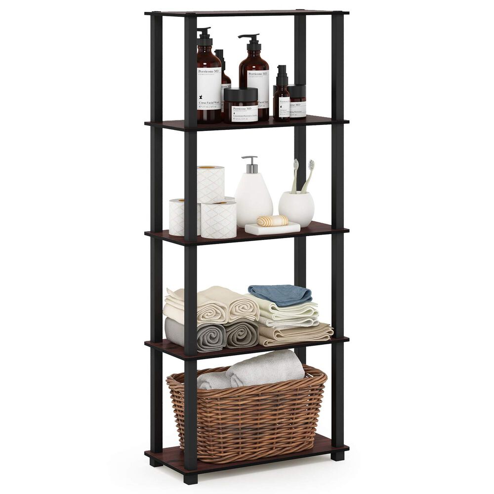 HOMLUX 5-Tier Display Rack in Dark Cherry and Black, , large
