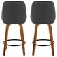 LumiSource Diana 26" Swivel Counter Stool with Black Faux Leather Upholstery in Walnut and Black (Set of 2), , large