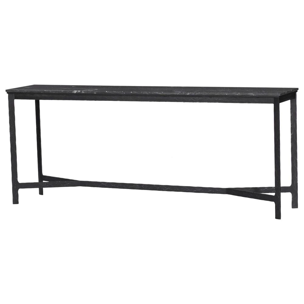 Four Hands Hammered Iron Console Table-Charcoal Marble, , large
