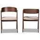 Baxton Studio Danton Arm Chair with Beige Cushion in Walnut Brown (Set of 2), , large