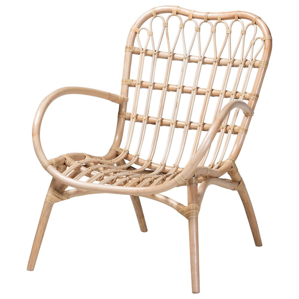 Baxton Studio Bajo Arm Chair in Natural Brown, , large