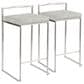LumiSource Fuji 26" Stacker Counter Stool with Light Grey Cowboy Upholstery in Brushed Stainless Steel (Set of 2), , large