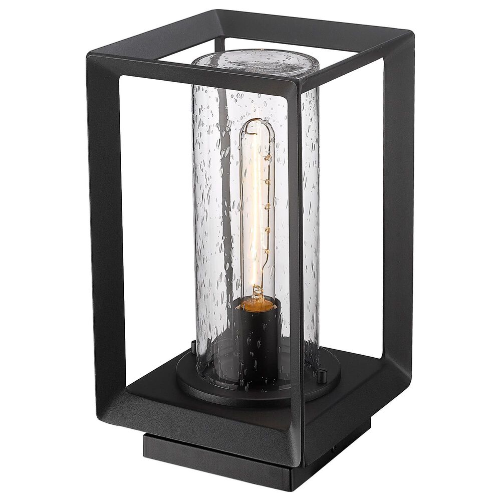 Golden Lighting Smyth 1-Light Outdoor Pier Mount with Seeded Glass Shade in Natural Black, , large
