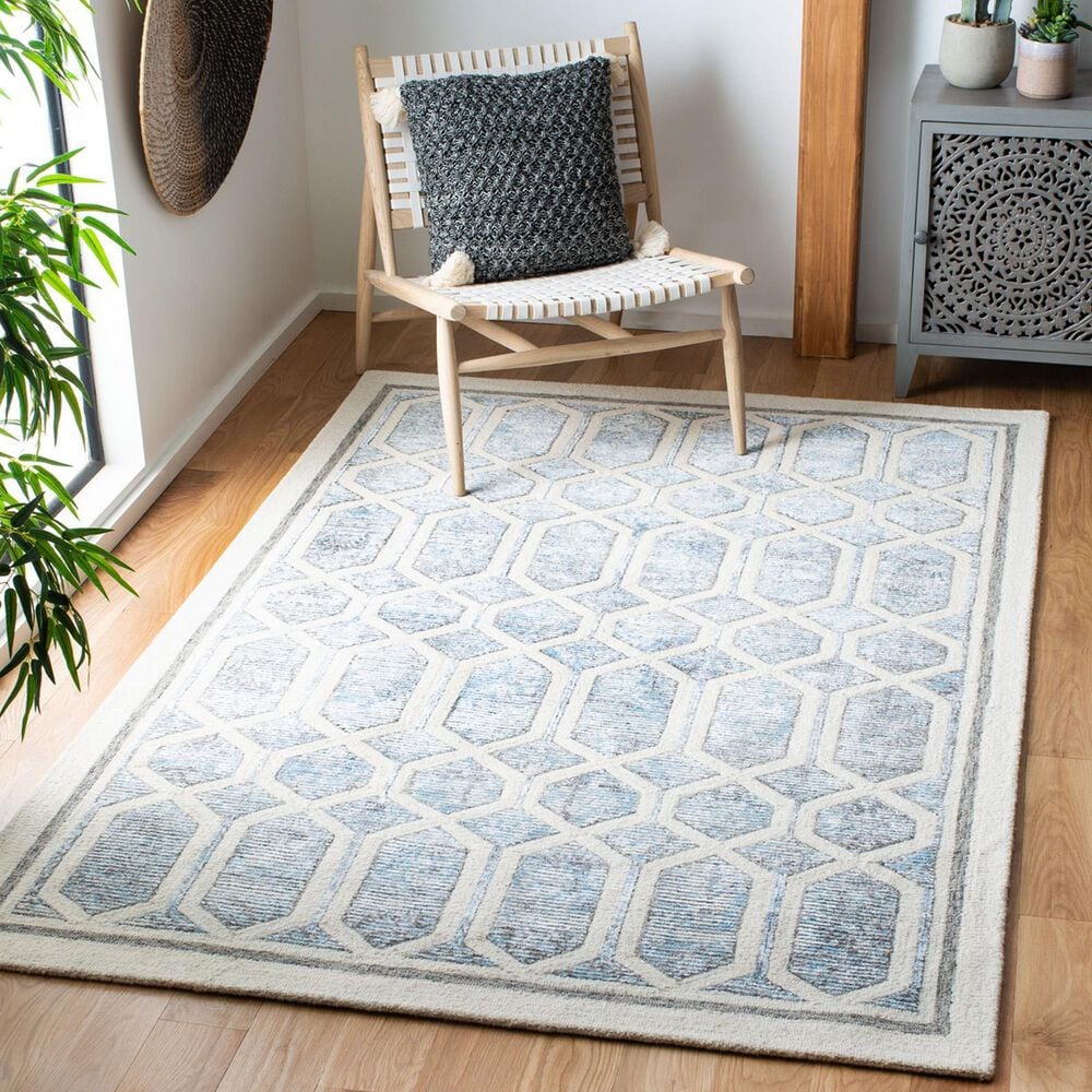 Safavieh Artistry ARR665M 6&#39; x 9&#39; Ivory and Blue Area Rug, , large