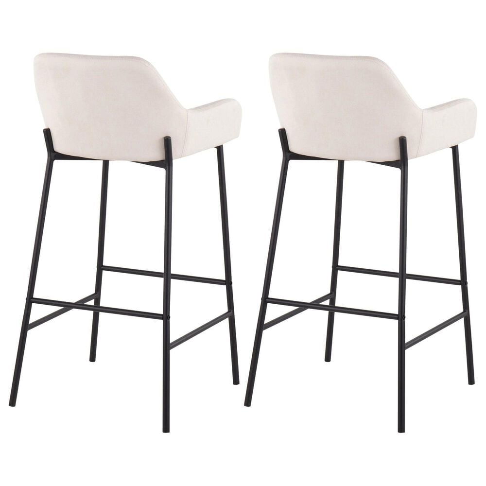 LumiSource Daniella Bar Stool with Cream Upholstery in Black (Set of 2), , large