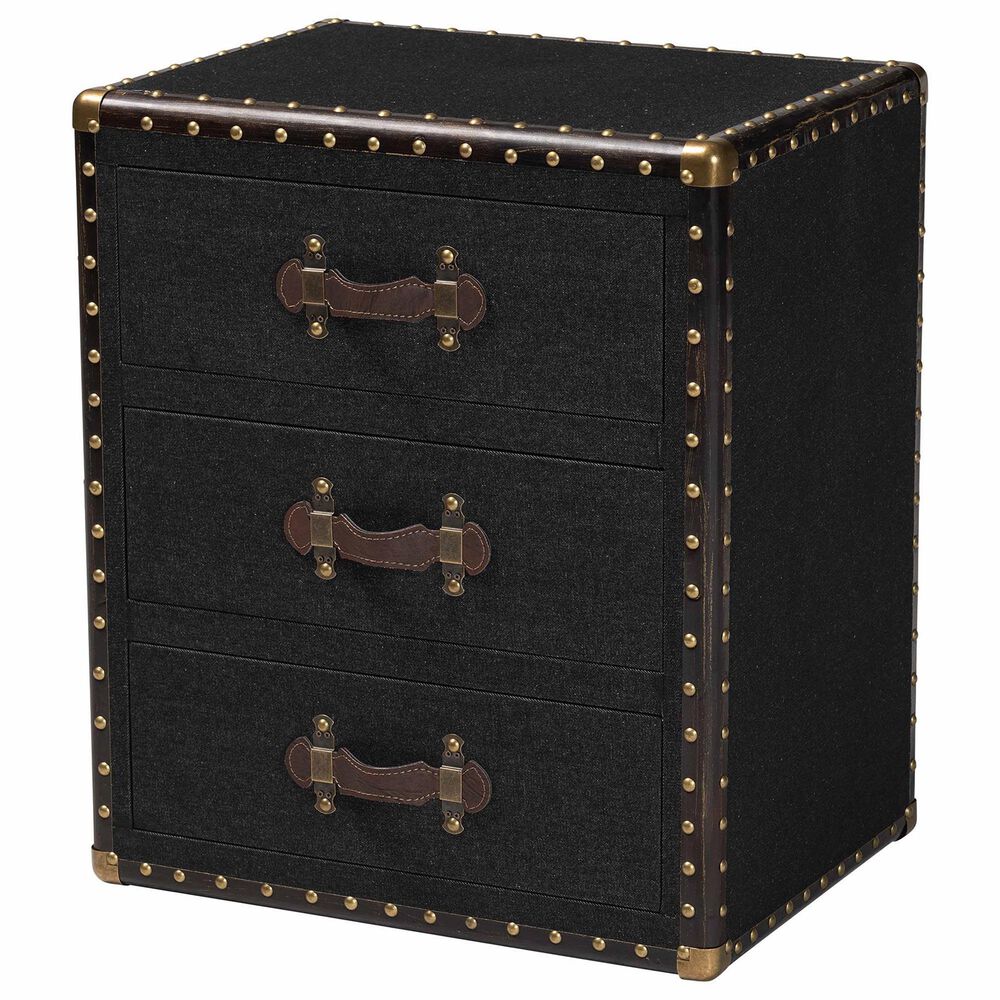 Baxton Studio Mallison 3-Drawer End Table in Black and Brown, , large