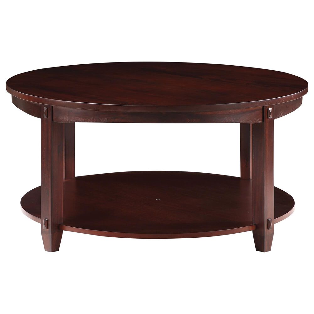 OSP Home Lane Round Coffee Table in Espresso, , large