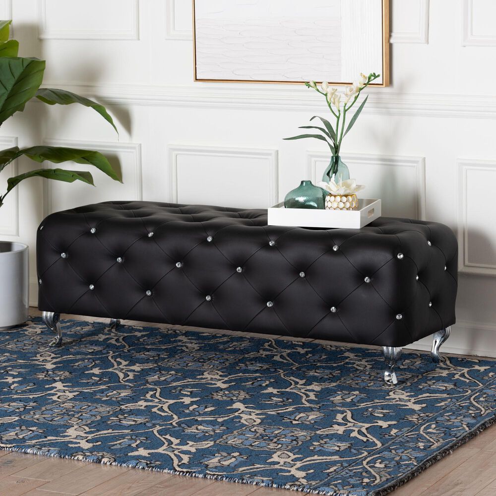 Baxton Studio Stella Accent Bench in Black, , large
