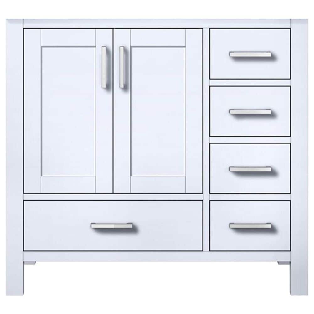 Lexora Home Jacques 36&quot; Left Offset Single Bathroom Vanity in White with 2 cm White Quartz Top and Rectangular Sink, , large