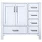 Lexora Home Jacques 36" Left Offset Single Bathroom Vanity in White with 2 cm White Quartz Top and Rectangular Sink, , large