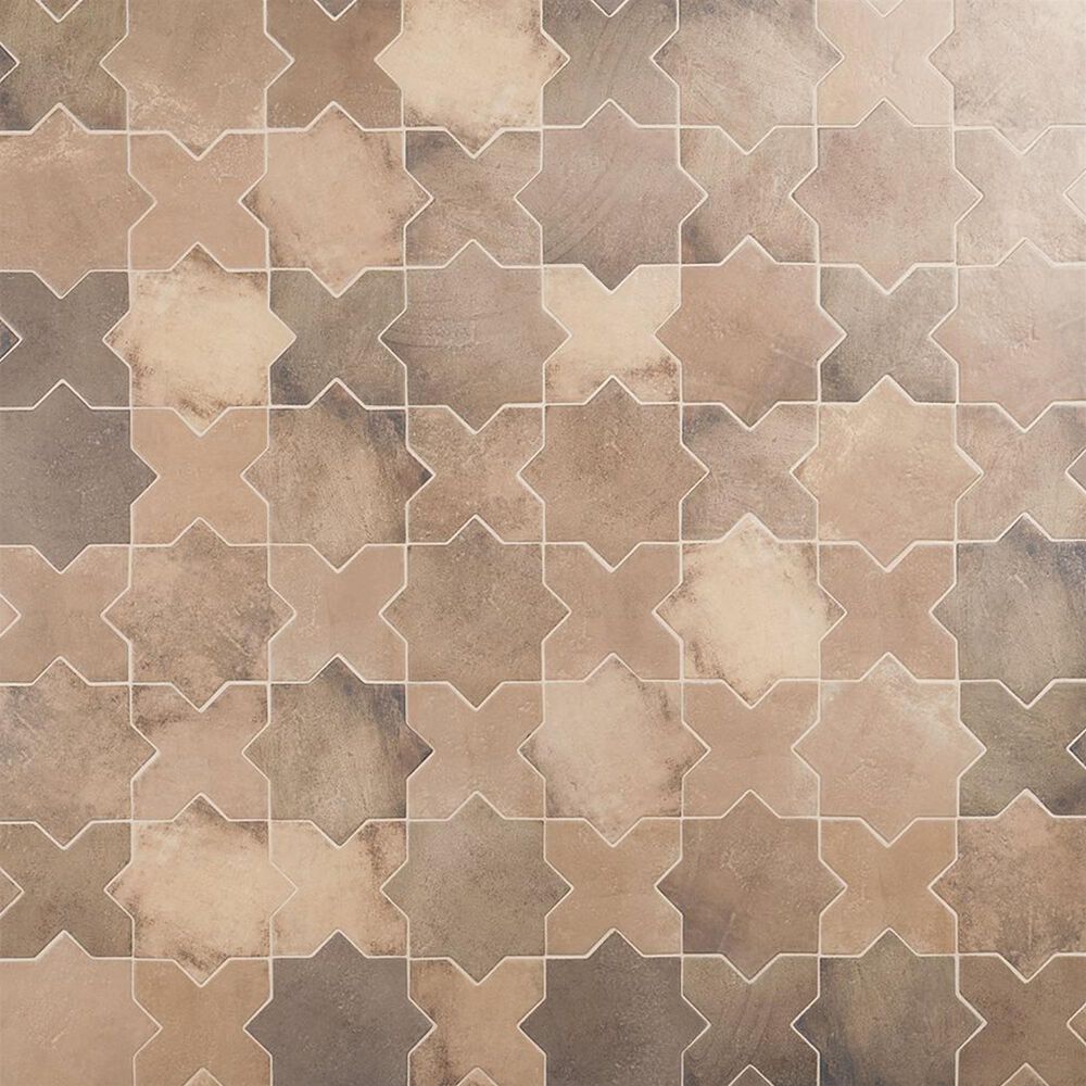 Soho Studio Malta Taupe Star and Cross 6" x 6" Porcelain Tile Kit, , large