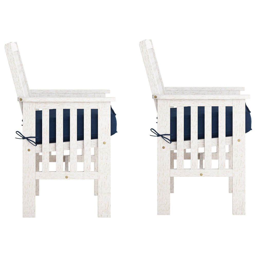 CorLiving Miramar Patio Armchair in White/Navy Blue &#40;Set of 2&#41;, , large