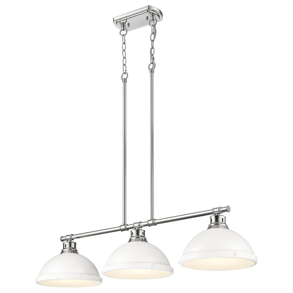 Golden Lighting Duncan 3-Light Pendant with Matte White Shade in Chrome, , large