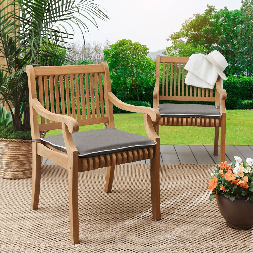 Sorra Home Sunbrella 17" Chair Pad in Canvas Charcoal (Set of 2), , large