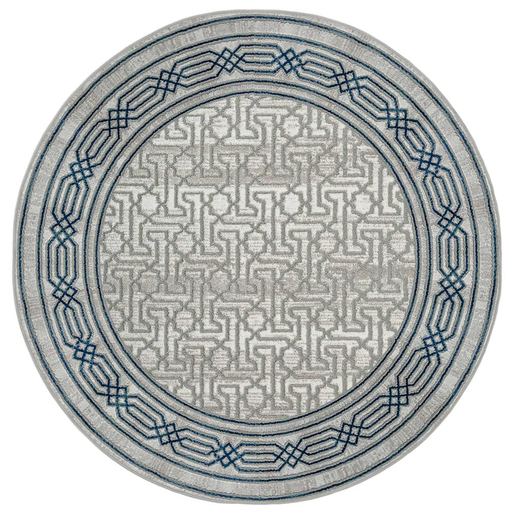 Radici USA Davide Southwestern 5"3" Round Blue Area Rug, , large
